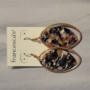 Francesca's multi colored acrylic hoop framed earrings